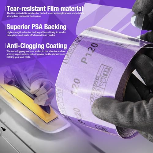 1000 Grit PSA Purple Ceramic Sandpaper Roll 2-3/4x20 Yard Film Sanding Roll - style: 1000 Grit