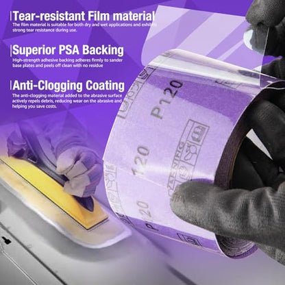 1000 Grit PSA Purple Ceramic Sandpaper Roll 2-3/4x20 Yard Film Sanding Roll - style: 1000 Grit