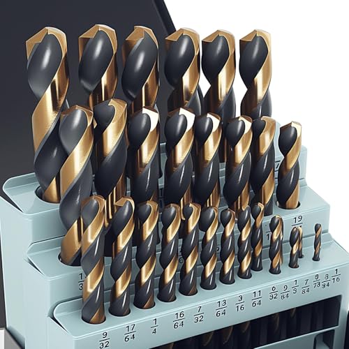 29Pcs Cobalt Drill Bit Set, 135 Degree Tip High Speed Steel with Black and Gold Finish, Stainless Steel, Plastic and Wood with Metal Indexed Storage Case 1/16"-1/2" - style: 4341-29pcs