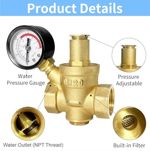 Water Pressure Regulator, 3/4 Inch NPT Thread DN20
