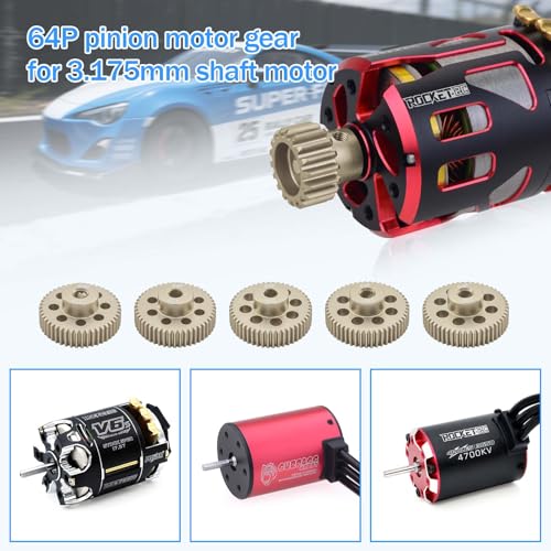 64DP Pinion Gear Set 46T 47T 48T 49T 50T for 3.175 mm Shaft Aluminium Alloy Pinion Gear with Screwdriver for 1/10 RC Car Motor - size: 46T 47T 48T 49T 50T