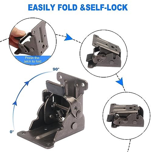 10 Pack Folding Leg Brackets, Folding Table Leg Bracket, Self-Locking Hinge - size: 10 Packs