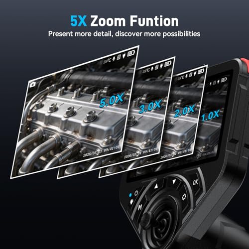 6.4mm 360° Articulating Borescope 4-Way Endoscope Camera with Light - size: 6.4mm