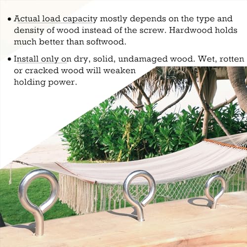 12 pcs 1/4" x 3" Screw Eye Hooks, 304 Stainless Steel Heavy Duty Bolts, M6 - size: M6-3'', 12Pcs