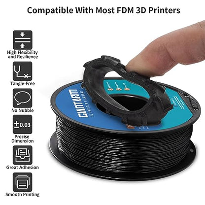 GIANTARM 95A TPU 3D Printer Filament 1.75mm, 1kg Spool, Black, +/- 0.03mm - color: Tpu-black