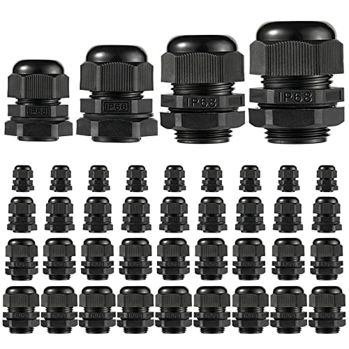 PENGLIN Cable Glands Combo NPT Nylon Cable Connector IP68 Waterproof 40PCS - color: Black, size: Glands Combo (40-Pack)