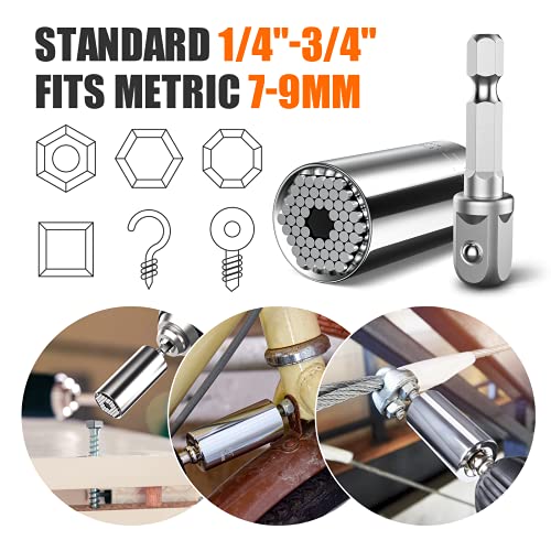 HANPURE Stocking Stuffers for Men & Women - Cool Stuff Magnetic Ratchet Screwdriver Set with Power Drill Adapter - Super Universal Socket Grip Gadgets for Him & Her - style: B-Magnetic Ratchet Screwdriver Set