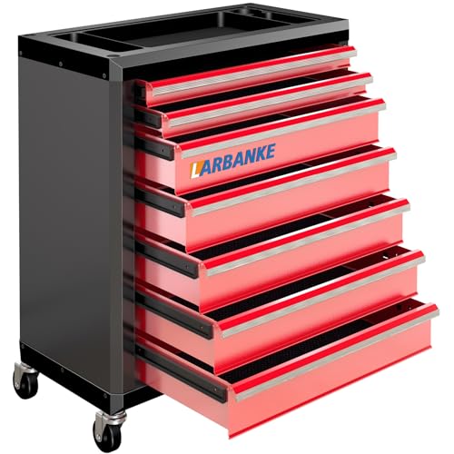 LARBANKE 7-Drawer Rolling Tool Chest with Wheels&Lock,Special Link Buckle - color: Red, size: 7 drawer tool chest