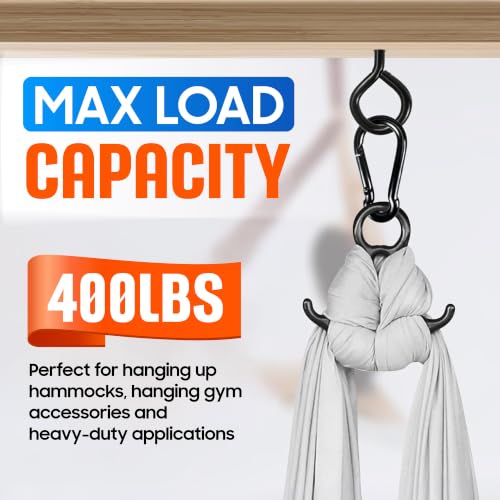2Pcs 5” Heavy-Duty Screw Eye Hooks+2Pcs M8 Snap Hooks, Eyelet Screw-In Hook