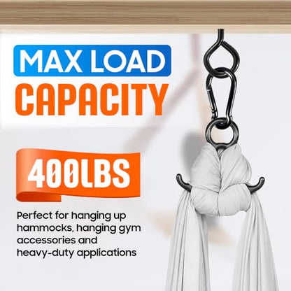 2Pcs 5” Heavy-Duty Screw Eye Hooks+2Pcs M8 Snap Hooks, Eyelet Screw-In Hook