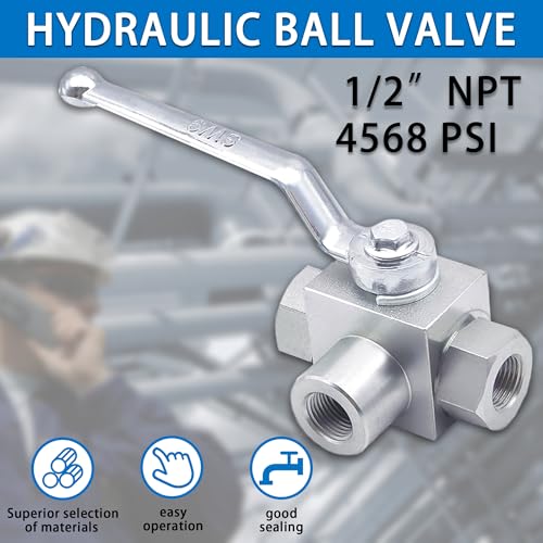 TieMin High Pressure Hydraulic Ball Valve 1/2 Inch 4568 PSI (315bar) High Pressure, Shut-Off 3 Way Hydraulic Ball Valve KHB3K 1/2" NPT - color: 1/2" NPT, size: 3-Way