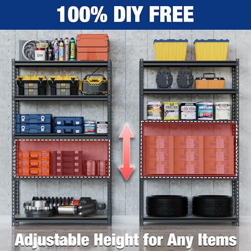 WORKPRO 2180LBS Capacity 5-Tier Black Shelving, 35.4”Wx11.8”Dx72”H - color: Black, size: 35.4"W x 11.8"D x 72"H