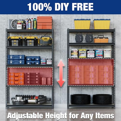 WORKPRO 2180LBS Capacity 5-Tier Black Shelving, 35.4”Wx11.8”Dx72”H - color: Black, size: 35.4"W x 11.8"D x 72"H