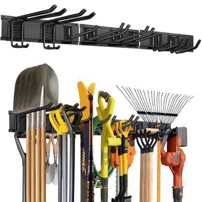 Garage Tool Organizer Wall Mount, 48in Tool Rack, 420LBS Capacity - size: 48" 3 Panels & 8 Hooks