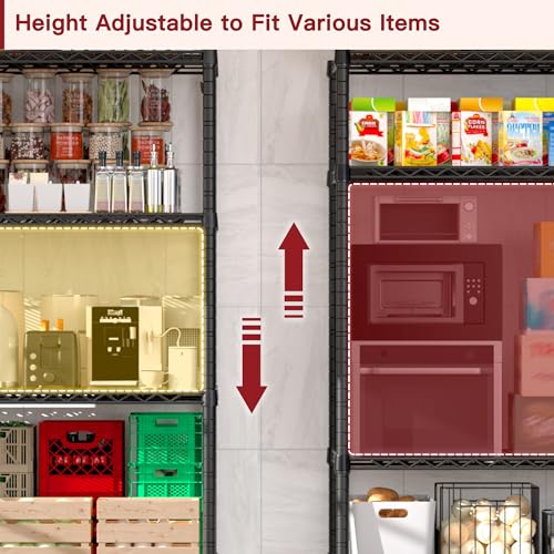 PrimeZone 6 Tier Wire Shelving with Wheels 79''H 1500lbs Storage Shelves - size: 36" W x 16" D x 79" H