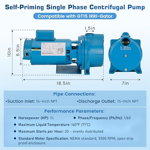 GT15 Self-Priming Single Phase Centrifugal Pump,1-1/2 HP,115/230V