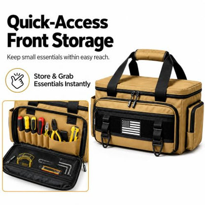 Tool Bag with Anti-friction Bottom, Durable Handle Tool Bags for Men with Shoulder Strap Tactical Range Bag, Multi-purpose Work Tote for Repairman, Carpenters, Handyman. (Coyote Brown) - color: Coyote Brown