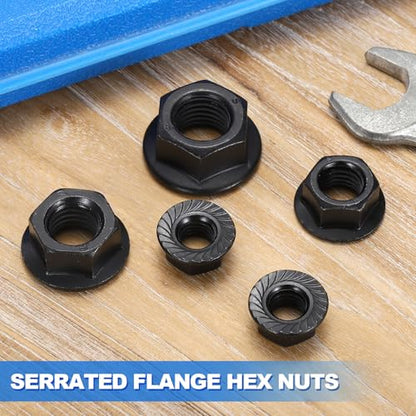 100Pcs Serrated Flange Hex Nuts #10-24-UNC 304 Stainless Steel - color: Black, size: #10-24