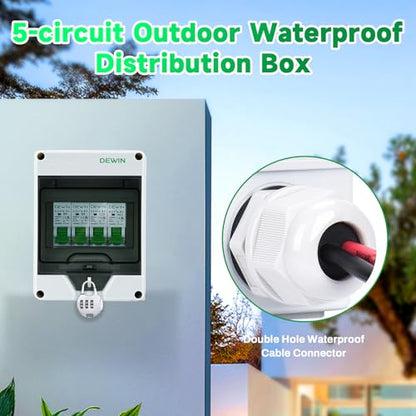 DEWIN Plastic Circuit Breaker Box 5 Way Distribution Protection Box - size: 5 module