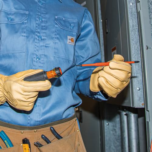 Klein Tools 32293 Insulated Screwdriver, 2-in-1 Screwdriver Set with Flip Blade, #2 Phillips and1/4-Inch Slotted Tips, Double-Ended Blades - size: #2 PH + 1/4 SL
