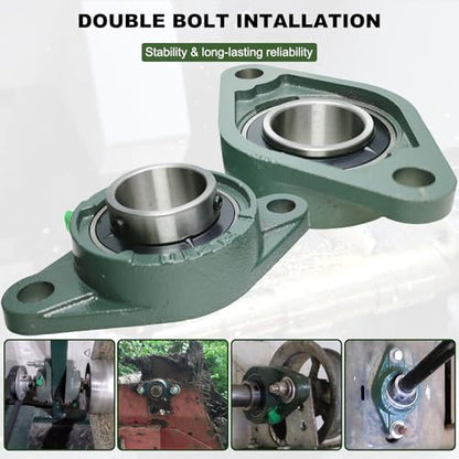 2 Pack UCFL210-32 Pillow Block Bearing – Flange 2 Bolt Mounted Pillow Block Bearings – Bearing Steel Bearings with 2" Bore - Self-aligning Bearings with Solid Cast Iron Base - style: UCFL210-32