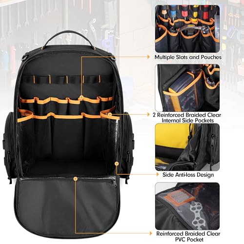 Rexmica Tool Organizer Bag Backpack with 3 Tool Zipper Pouch for Men