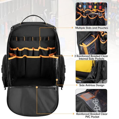 Rexmica Tool Organizer Bag Backpack with 3 Tool Zipper Pouch for Men