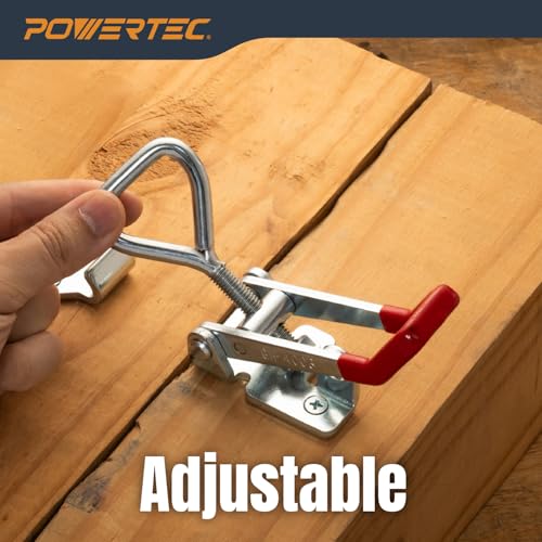 POWERTEC 4PK Heavy Duty Toggle Clamp Latch, 1320 lbs Holding Capacity, 4003 Adjustable Quick Release Pull Action Latch with Lock Hole for Smoker, CNC, Woodworking Jigs & Fixtures (20347-P4) - size: 4003, 4PK