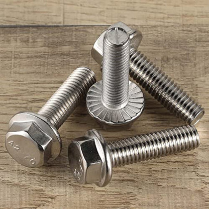 5/16-18 x 3/4" Flange Hex Head Bolts, Stainless Steel 304, Fully Threaded, 25 PCS - color: Silver, size: 5/16-18 x 3/4"