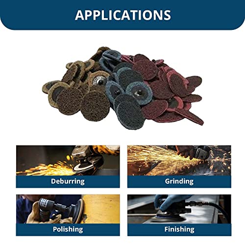Benchmark Abrasives 3 Inch Sanding Discs Quick Change Nylon Surface Conditioning Discs, Drill & Die Grinder Sanding Disc Rust Remover for Metal Paint Stripper, Polishing - (25 Pack), Mixed Grit