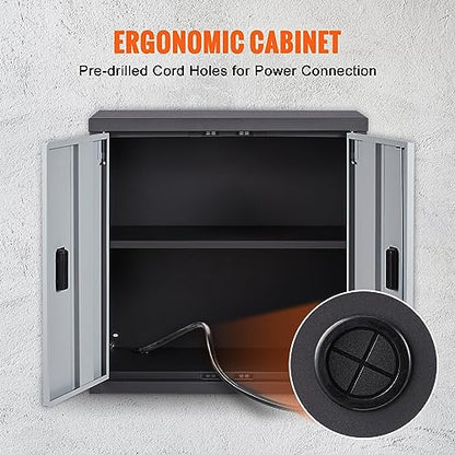 VEVOR Foldable Wall Cabinet, Metal Garage Locker Mounted 26" Small Tool Chest 240 LBS Loading Capacity Adjustable Shelf Magnetic Door File for Warehouse Office Home Black - size: Foldable 26"