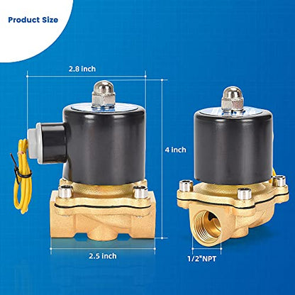 Brass Electric Solenoid Valve 110V 1/2In（inch） Pneumatic Air Normally Colsed for Water Gas Fuel Oil, 1/2In-110V - size: 1/2"-110V