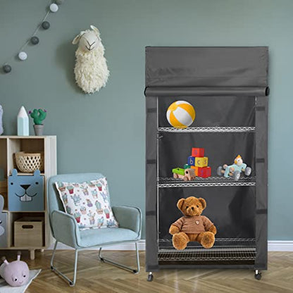 Storage Rack dust Cover, Fits 23.2"W x 13.4"D x 48"H Shelving Unit - color: Black, size: 23.2"W x 13.4"D x 48"H