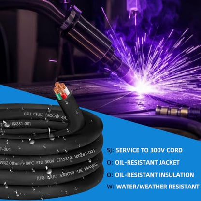 25ft SJOOW 14/4 Wire 14/4 SJOOW Cord 14 AWG Wire SJOOW Portable Power Cable - size: 25 FT, style: 14AWG(4-Conductor)