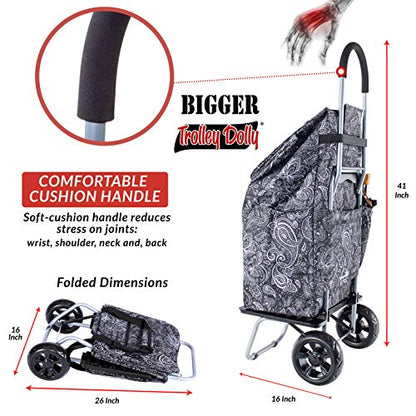 dbest products Bigger Trolley Dolly, Paisley Shopping Grocery Foldable Cart - color: Paisley