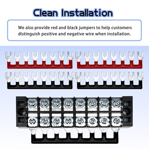 4 Sets 8 Positions 600V 25A Terminal Blocks Ground Circuit Dual Row Bus Bar Wire Screw Terminal Block Kit with Cover 600V Pre Insulated Terminal Strip WW004-2508 - size: 25A 8P