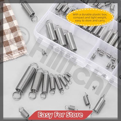 Hilitchi 96Pcs 15 Sizes Extension Spring Assortment Kit Extension Spring Stainless Steel Springs Assorted Size Small Springs Compression Tension Springs for Repairs Maintenance