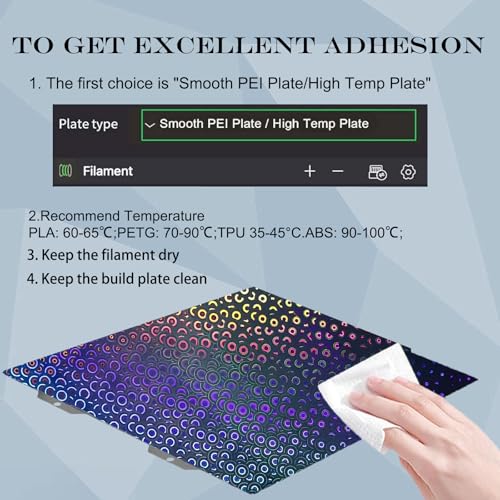 Smooth Galaxy PEY+Kaleidoscope PEK Build Plate for Bambu Lab A1 Mini 3D Printer,Double Sided Smooth Flexible Spring Steel Plate Effect Sheet 184x184mm for Bambu Lab A1 Mini - color: Galaxy PEY+Kaleidoscope PEK