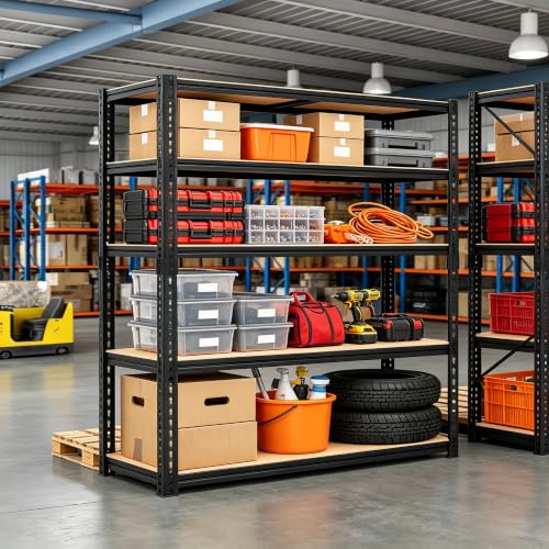 48" W Garage Shelving Heavy Duty, 5-Tier Adjustable Metal Storage Shelves - size: 72"H × 48"W × 24"D