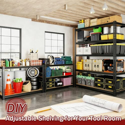 2400LBS Garage Shelving, 28" Wx12 Dx60 H Metal Storage Shelves - size: 60"H × 28"W × 12"D