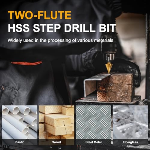 Titanium Step Drill Bit with 10 Sizes, 1/4 to 1-3/8 Inches High Speed Steel Drill Cone Bits for Sheet Metal Hole Drilling Cutting, HSS Multi Size Hole Stepped Up Unibit for DIY - style: 1PC Step Drill Bit