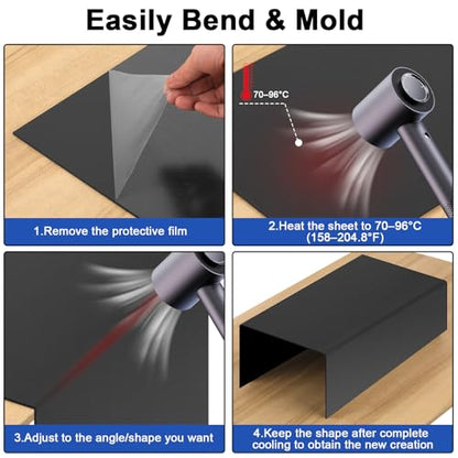 2Pack Black ABS Plastic Sheet 10" x 14" x 1/8" Thick Black Rigid Thermoplastic Sheet (Upgrade Surface) 3MM Flexible High Tensile ABS Moldable Plastic Panel for Crafts, DIY, Signs - color: Black, size: 10" x 14" x 1/8"