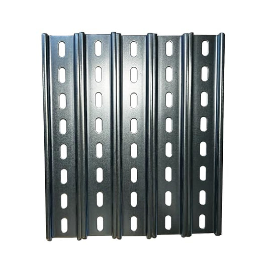 International Connector T&G 5 Pieces DIN Rail Slotted Zinc-Plated Steel RoHS 35mm Wide 7.5mm High (8") - size: 8"