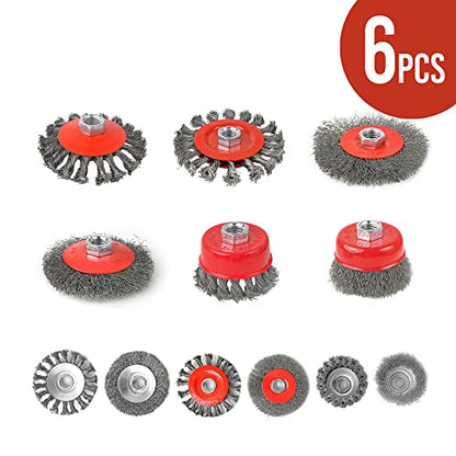 Wire Wheel for Angle Grinder Heavy Duty Carbon Knotted & Crimped Cup Set
