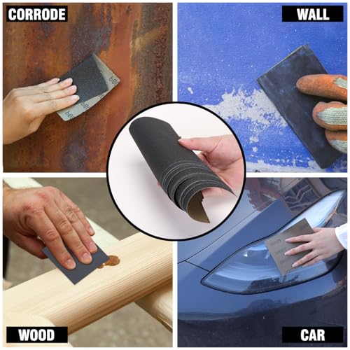 MAXMAN 1/4 Sheet Sandpaper, 4.5" x5.5" 600 Grit Silicone Carbide, for Wood - style: 600 grit