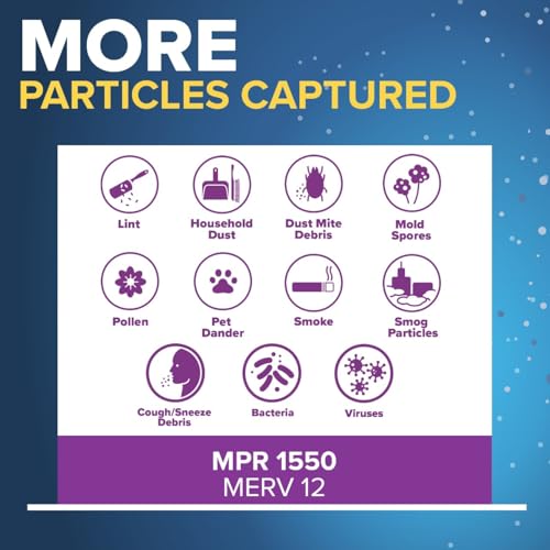 Filtrete 16x25x4 Air Filter, MERV 12, MPR 1550, 2 HVAC Filters - size: 16" x 25" x 25.7"