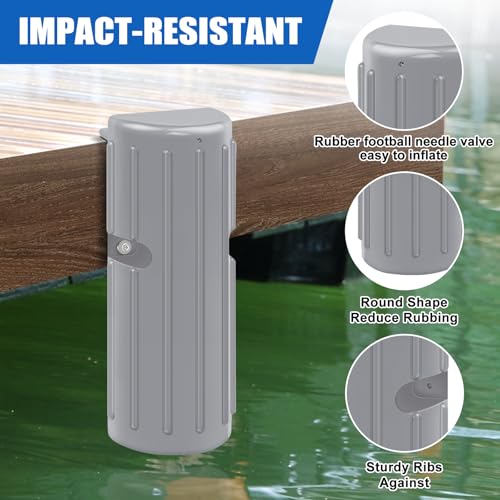Dock Bumpers Dock Edge, Dock Bumpers Fenders for Edge & Side - Marine Fender Guard - Vertical Dock Protection with Stainless Steel Hardware - 2 Pack - Gray - style: 2PACK-GRAY