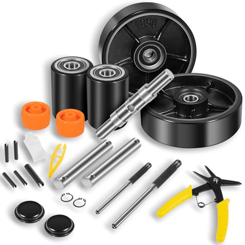 PTH50 Pallet Jack Wheel Replacement Kit Set Complete Fit for Crown PTH50 Pallet Jacks and Most Standard Pallet Jacks, with A Load Capacity of 5500 lbs