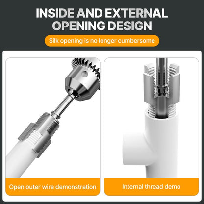 HUHAO Integrated Internal & External Pipe Threading Tool with 1/2'' & 3/4'' Dies, Electric Drill Compatible 2 in 1 Pvc Pipe Threader Kit, Dual-Function Pipe Thread Cutting Tool,1/2" - size: 1pc(1/2")