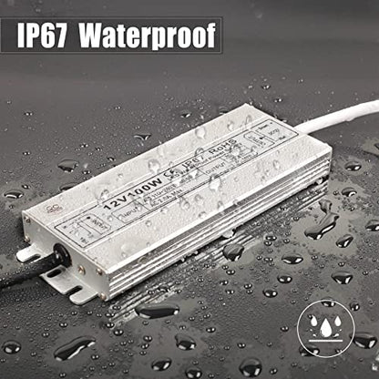 LED Driver Waterproof IP67 Power Supply 150W 12V DC 12.5a Transformer thinner and Durable with US 3-Prong Plug Plate for Outdoor Use - size: 12V150W